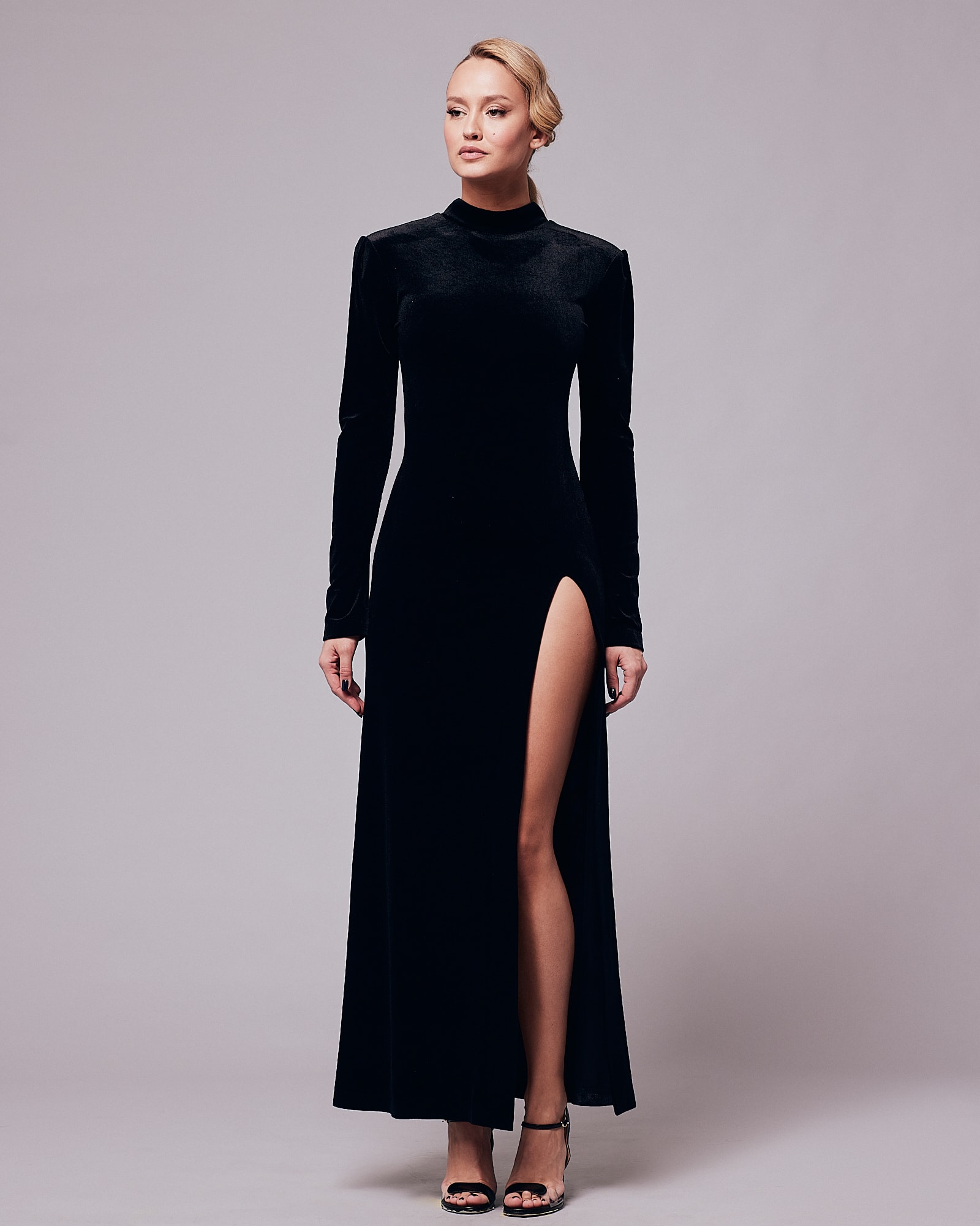 Black velvet cut dress