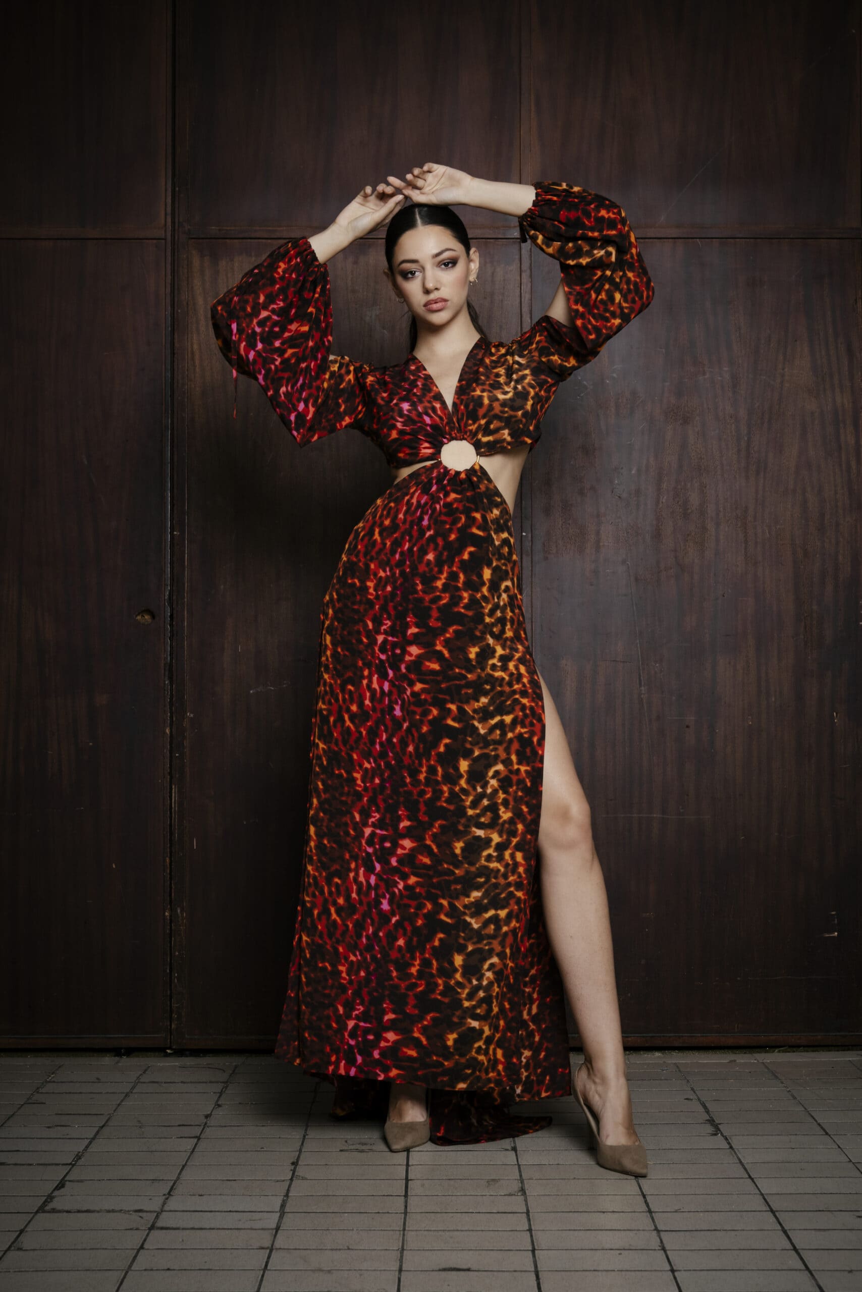 Anya dress in red leopard