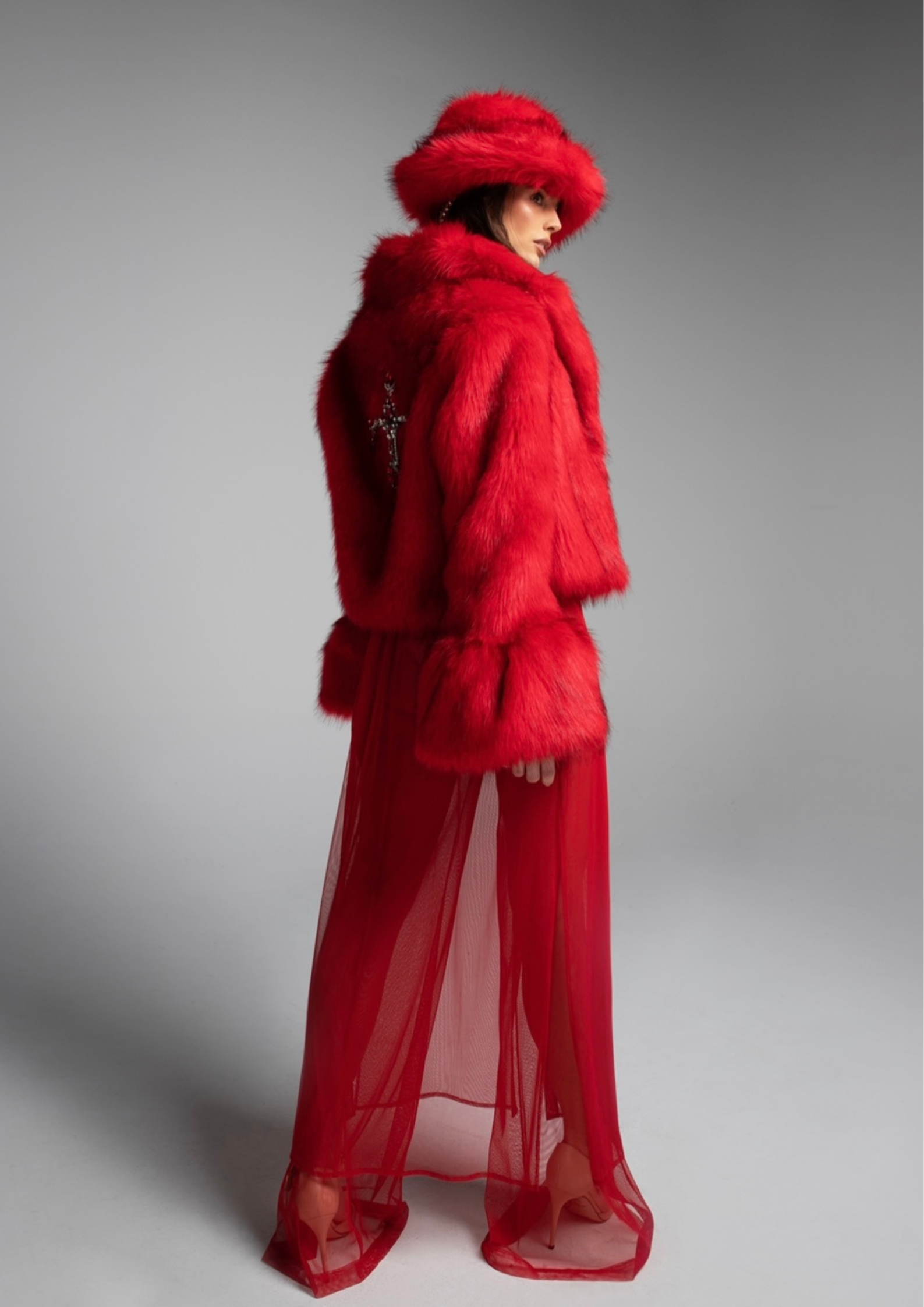 Red Passion Faux Fur Coat